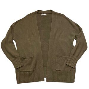 Women's SONOMA Oversized Open Front Cardigan Sweater Olive Green Size Large